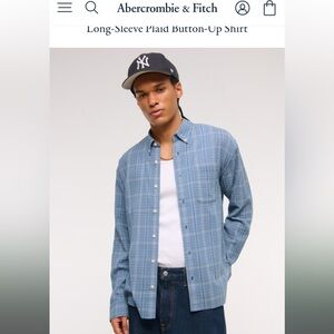 NWT Abercrombie & Fitch Light Blue Boucle Plaid Shirt M